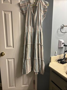 Rails Striped Tiered Maxi Dress in Blue, Pink, Cream